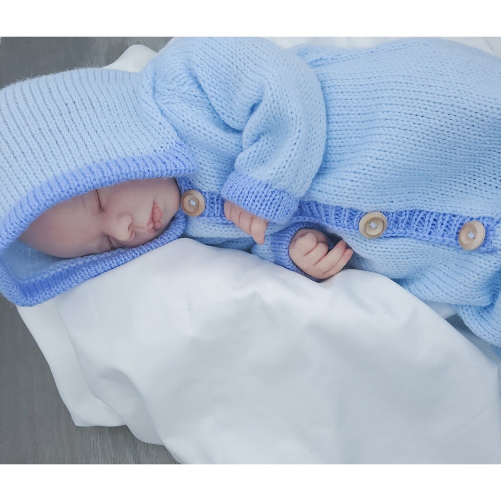 Baby Hooded Pajamas, Baby Boy Hooded Sleeper, Button up Baby Pajamas, Newborn - Picture 4 of 6